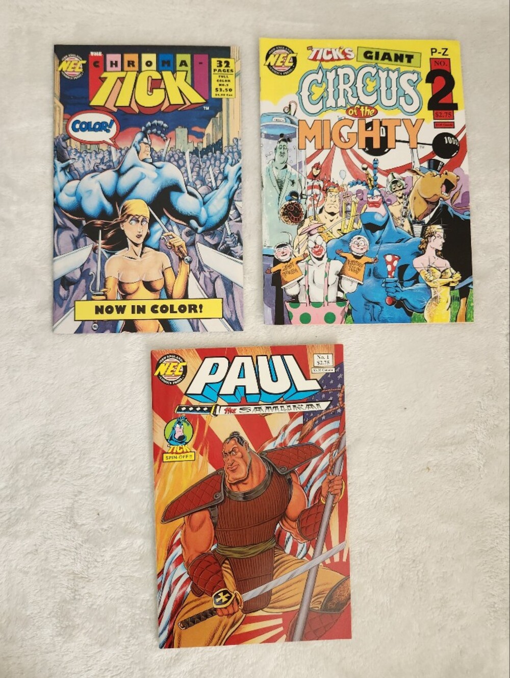 The Tick Comic Lot Chroma-Tick #1 Paul the Samurai #1 Circus of the Mighty 2 NEC